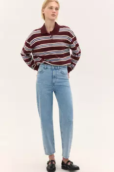 Джинсы mom укороченные с высокой посадкой