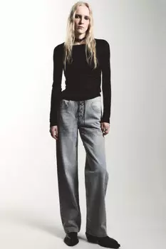 Джинсы прямые с декоративной шнуровкой