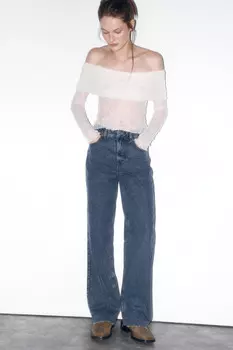 Джинсы прямые с открытыми срезами