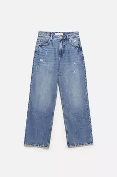 Джинсы прямые с потертостями