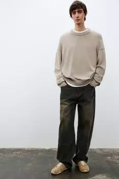 Джинсы прямые с вареным эффектом