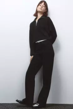 Джинсы прямые утепленные с высокой посадкой