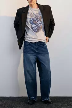 Джинсы широкие рваные с обрезанными краями