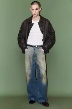 Джинсы широкие с эффектом dirty denim