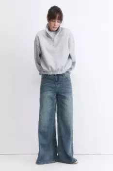 Джинсы широкие с эффектом масляной стирки