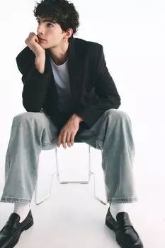 Джинсы широкие с эффектом масляной стирки