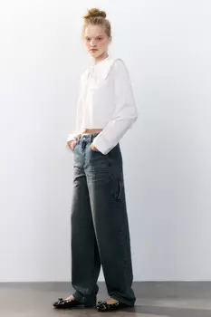 Джинсы широкие с декоративной петлей