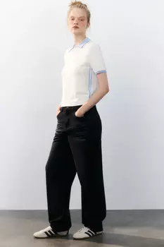 Джинсы широкие с декоративной петлей