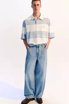 Джинсы широкие с декоративными швами