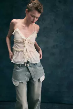 Джинсы широкие с имитацией юбки