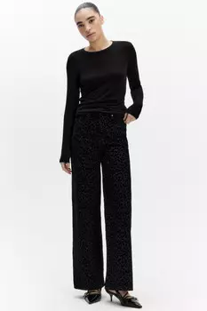 Джинсы широкие с леопардовым принтом