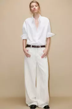 Джинсы широкие с принтом в полоску