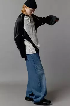 Джинсы широкие с вареным эффектом