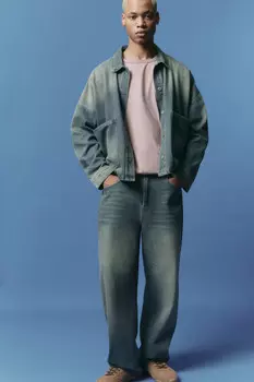 Джинсы широкие с вареным эффектом