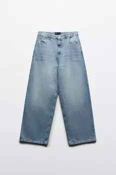 Джинсы широкие с вареным эффектом