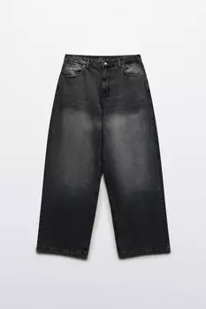 Джинсы широкие с вареным эффектом