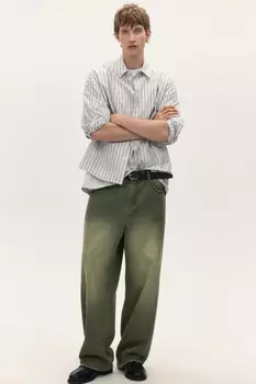 Джинсы широкие с вареным эффектом