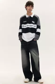 Джинсы широкие с вареным эффектом