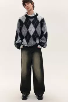 Джинсы широкие с вареным эффектом