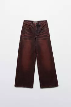 Джинсы широкие с вареным эффектом