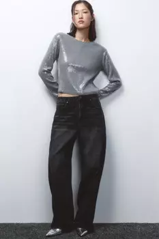 Джинсы широкие с высокой посадкой