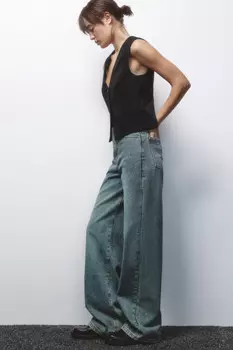 Джинсы широкие с высокой посадкой