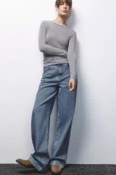 Джинсы широкие с высокой посадкой