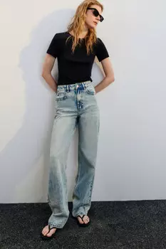 Джинсы широкие с высокой посадкой