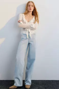 Джинсы широкие с высокой посадкой