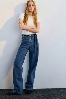 Джинсы широкие с высокой посадкой