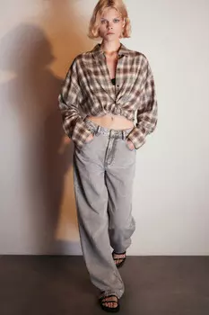 Джинсы широкие с высокой посадкой