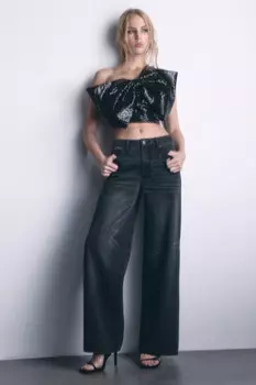 Джинсы широкие со средней посадкой