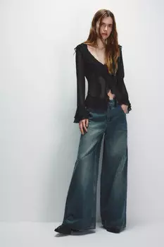 Джинсы широкие со средней посадкой