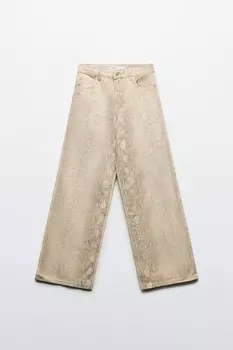 Джинсы широкие со змеиным принтом