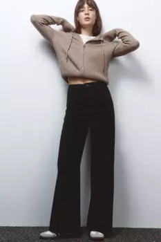 Джинсы широкие утепленные с высокой посадкой