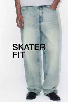 Джинсы skater fit широкие со стиркой
