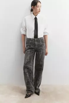 Джинсы straight fit прямые с принтом