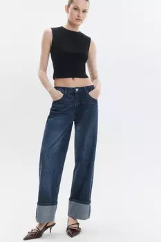 Джинсы straight fit прямые с широкими подворотами