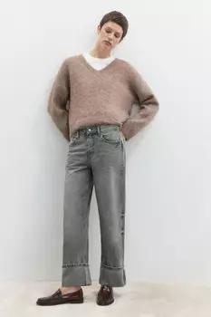 Джинсы straight fit прямые с широкими подворотами