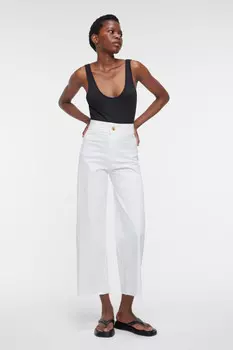 Джинсы-трубы wide leg широкие с обрезанными краями