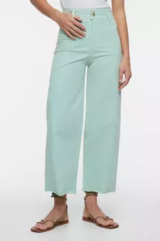 Джинсы-трубы wide leg широкие с обрезанными краями
