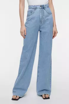 Джинсы-трубы wide leg широкие с высокой посадкой