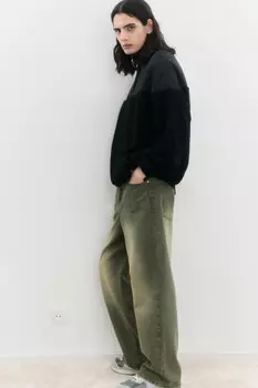 Джинсы wide leg широкие с вареным эффектом