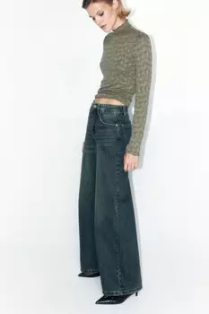 Джинсы wide leg широкие с высокой посадкой
