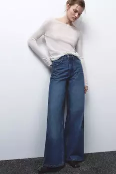 Джинсы wide leg широкие с высокой посадкой
