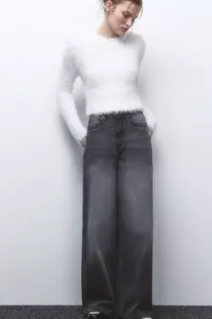 Джинсы wide leg широкие с высокой посадкой