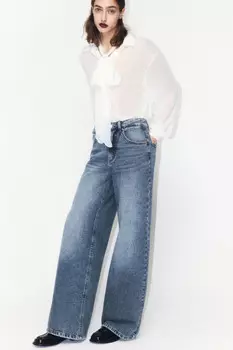 Джинсы wide leg широкие с высокой посадкой