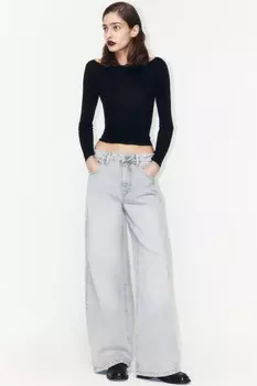 Джинсы wide leg широкие с высокой посадкой