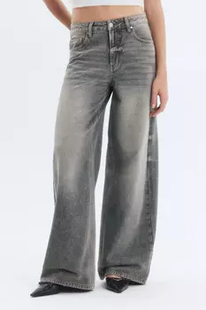 Джинсы wide leg широкие со средней посадкой