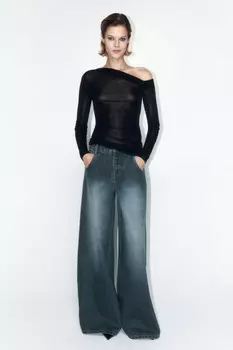 Джинсы wide leg широкие со средней посадкой